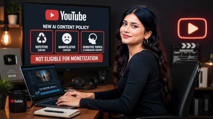 এআই দিয়ে তৈরি কন্টেন্টের আয় নীতিমালা পরিবর্তন নিয়ে ইউটিউবের প্রতীকী চিত্র