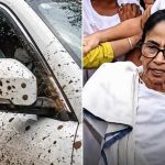মমতার গাড়িতে পাথর-কাদা-জুতা, কাঁচরাপাড়ায় তুমুল বিক্ষোভ